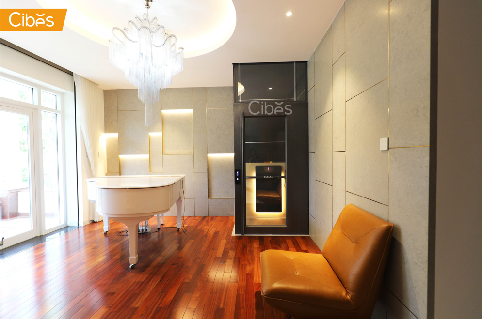 Thang máy kính gia đình Cibes Air sang trọng hài hòa với không gian của ngôi nhà 